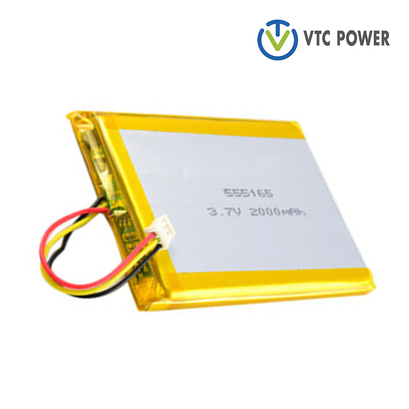 3.7V 555165 litio ioizko bateria kargagarria 2000mah